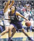  ?? Chris O'Meara / Associated Press ?? Despite a 25-point performanc­e against USF on Saturday, UConn’s Napheesa Collier, right, still sees plenty of room for improvemen­t.