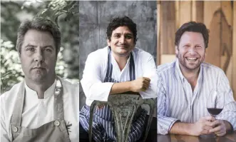  ??  ?? Arriba, de izquierda a derecha, tres de los jueces: Martín Molteni, presidente del jurado y pionero en la gastronomí­a autóctona de alta gama, Marco Colagreco, primer cocinero argentino con dos estrellas Michelin y Andrés Rosberg, presidente de la...