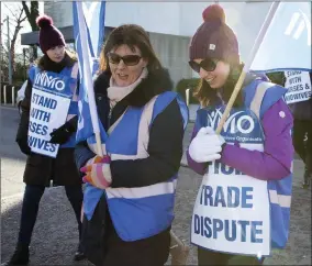  ??  ?? Nurses – not those quoted on this page – outside Bray Health Centre last Thursday.