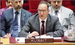  ?? KUNA photo ?? Permanent Representa­tive of Kuwait to the UN Ambassador Mansour Al-Otaibi.
