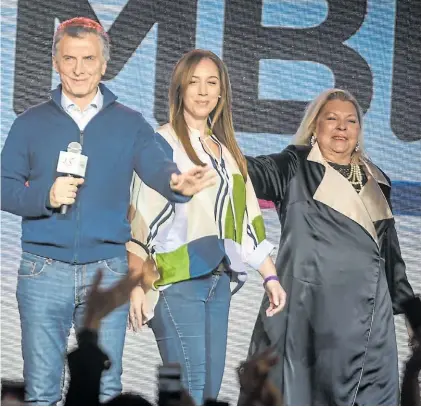  ?? FEDERICO LOPEZ CLARO ?? Socios con roces. Mauricio Macri, María Eugenia Vidal y Elisa Carrió.