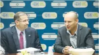  ?? (Marc Israel Sellem/The Jerusalem Post) ?? US AMBASSADOR Dan Shapiro (left) meets with Naftali Bennett and the Bayit Yehudi faction at the Knesset yesterday to discuss the French peace initiative.