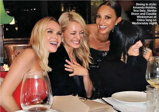  ??  ?? Dining in style: Amanda Holden, Tess Daly, Alesha Dixon and Claudia Winkleman at China Tang on Wednesday night