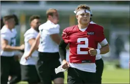  ?? RICH SCHULTZ ?? New York Jets quarterbac­k Zach Wilson (2) jogs during practice at the team’s NFL football training facility, Saturday,
July. 31, 2021, in Florham Park, N.J.