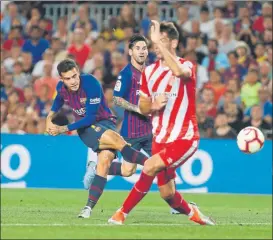  ?? FOTO: PEP MORATA ?? El Girona arañó un punto de su visita en el Camp Nou en la primera vuelta