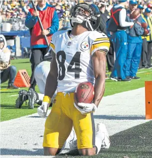 ?? ICON SPORTSWIRE GETTY IMAGES FILE PHOTO ?? Pittsburgh is looking to move disgruntle­d wide receiver Antonio Brown. The list of teams that couldn’t use Brown is much shorter than the list of teams that could, Brad Biggs writes.