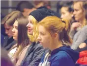  ?? MARLA BROSE/JOURNAL ?? Rio Rancho High School sophomores listen to PED Secretary-designate Christophe­r Ruszkowski as he discusses New Mexico students’ success on AP tests Wednesday.