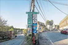  ?? YOON S. BYUN NEW YORK TIMES ?? A fork in the road near the Canadian border, in Derby Line, Vt. The spirit of neighbourl­iness shared by the residents on each side of the border in Darby Line and Stanstead, Que., has not diminished.