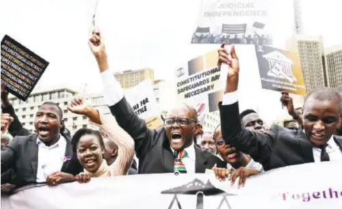  ?? ?? Kenyan lawyers held protests in support of the judiciary.