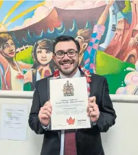  ?? LUCAS CUNHA ?? Lucas Cunha, 33, came to Mississaug­a from Brazil 10 years ago. Now a Canadian citizen, he will be eligible to vote in a federal election for the first time this year.