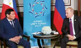  ??  ?? ONE-ON-ONE MEETING President Duterte and President Putin