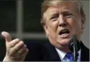  ?? EVAN VUCCI — THE ASSOCIATED PRESS ?? President Donald Trump speaks during an event in the Rose Garden at the White House to declare a national emergency in order to build a wall along the southern border Friday in Washington.