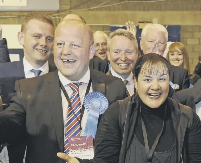  ??  ?? 0 Scottish Conservati­ves leader Ruth Davidson celebrates her party’s wins in Edinburgh on Friday. She will urge supporters to ‘double’ their efforts on the election stump saying: ‘We have a massive fight on our hands against an all- powerful SNP’