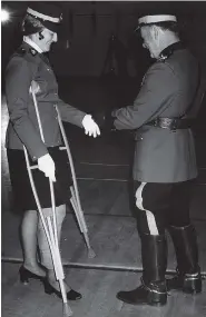  ?? DON HEALY/Leader-Post ?? Const. Betty Glassman is congratula­ted upon graduation from the RCMP Academy in this photograph from March 1975. She was in the first troop of female RCMP officers.