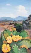  ??  ?? Sally Mcdevitt, Prickly Pear Cactus Blossoms, acrylic on canvas, 40 x 24”