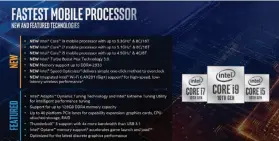  ??  ?? A summary of the new and showcase features within Intel’s Comet Lake-h.