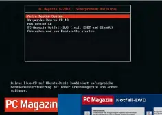  ??  ?? Im Bootmenü der Bonus-DVD der Super-Premium-Ausgabe wählen Sie zwischen den Anti-Viren-Systemen.