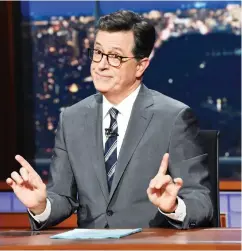  ?? SCOTT KOWALCHYK / CBS ?? Stephen Colbert has mocked Steve Bannon’s
complexion on his late-night show.