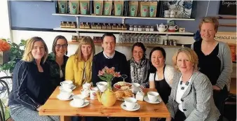  ??  ?? From left are: Vanessa Gerrard, Wendy Green, Clare Rimmington, Chancellor George Osborne, Anna Lees, Jessica Sharp, MP Mary Robinson and Fiona Turner