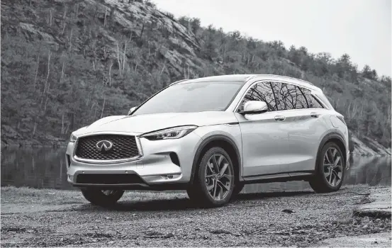  ??  ?? Infiniti’s latest crossover hits hard on fuel mileage and safety.