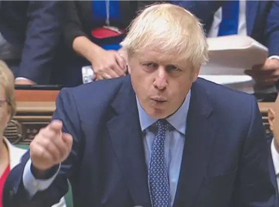  ?? Picture: AP ?? ATTACK MODE: British Prime Minister Boris Johnson addresses Parliament yesterday.