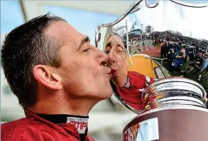  ?? SPORTSFILE ?? Silver service: Davy Russell celebrates Ryanair Chase success