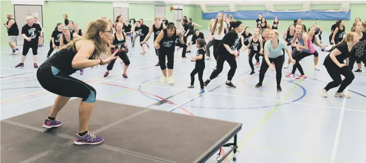  ??  ?? Storm Trooper Zumbathon with instructor Julie Goodwin at Calderdale College Inspire Centre.