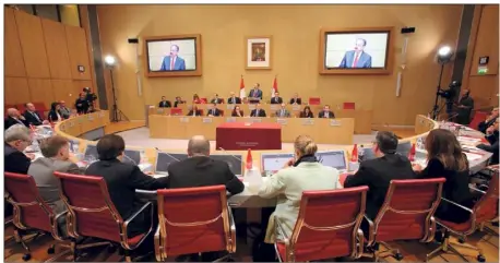  ?? (Photo Cyril Dodergny) ?? Les conseiller­s nationaux, réunis hier soir pour la première séance publique de l’année, ouverte par le doyen, Daniel Boéri.