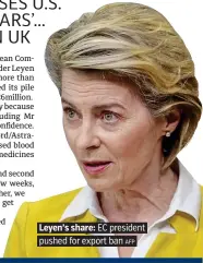  ?? AFP ?? Leyen’s share: EC president pushed for export ban