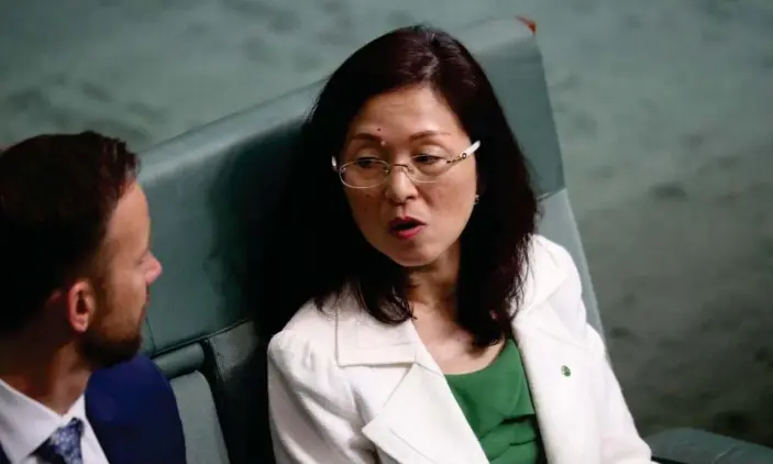  ?? Photograph: Mike Bowers/The Guardian ?? Gladys Liu in parliament on Wednesday. The MP for Chisholm has defended an interview in which she did not answer directly about Chinese activities in the South China Sea.