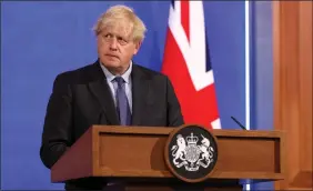  ??  ?? Boris Johnson delivering his Covid briefing on Monday