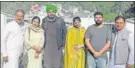  ?? ?? PPCC chief Navjot Singh Sidhu with cabinet minister Vijay Inder Singla and MLA Raj Kumar Chabbewal at Mata Vaishno Devi shrine.