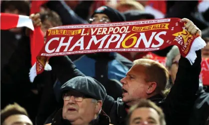  ??  ?? Liverpool fans will not be at Anfield to celebrate a likely first league title in 30 years but nor will the players if games there are deemed high risk. Photograph: Mike Egerton/PA