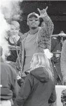  ?? KARL MERTON FERRON/BALTIMORE SUN ?? Adam Jones acknowledg­es the crowd during the third quarter of the Ravens’ victory. He said he hasn’t heard from the Orioles since the season ended.