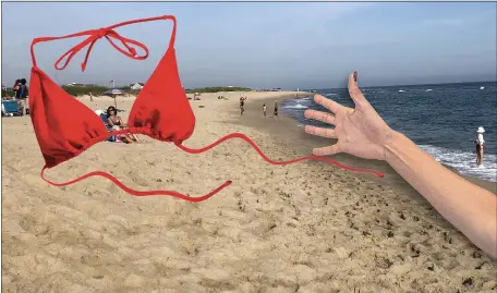  ?? HERALD PHOTO ILLUSTRATI­ON BY JEFFREY WALSH ?? MERMAIDS WELCOME: A proposed bylaw change on Nantucket would allow everyone to go topless on any beach — sunburn equality