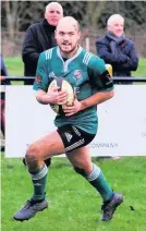  ??  ?? Above left, a Chew Valley player runs in to score a try and, right, an Avonmouth player tries to advance with the ball