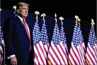  ?? MIKE STEWART — THE ASSOCIATED PRESS ?? Republican presidenti­al candidate former President Donald Trump speaks at a campaign rally Saturday, March 9, 2024, in Rome Ga.