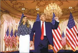  ?? Joe Raedle Getty Images ?? FORMER FIRST LADY Melania Trump joins her husband Tuesday for his widely expected announceme­nt that he is launching another bid for reelection.