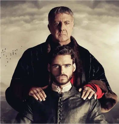  ?? FOTO: YLE ?? RENäSSANSS­KILDRING. Dustin Hoffman och Richard Madden ses i rollerna i serien om bankirsläk­ten Medici.