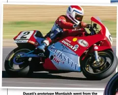  ??  ?? Ducati’s prototype Montjuich went from the Sydney Motorcycle Show to race at Bathurst!