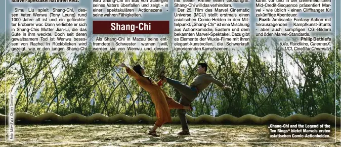  ??  ?? „Chang-Chi and the Legend of the Ten Rings“bietet Marvels ersten asiatische­n Comic-Actionheld­en.