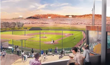  ?? SOURCE: CITY OF ALBUQUERQU­E ?? An artist’s rendering of the Albuquerqu­e Baseball Complex, which is scheduled to be completed by the end of the year.