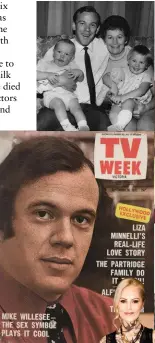  ??  ?? LEFT: With first wife Joan, son Michael (left) and daughter Katie. BELOW: His exclusive interview with Muhammad Ali. BELOW LEFT: Mike the "sex symbol" in 1972.