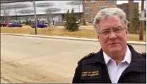  ?? SCREENSHOT ?? Medicine Hat police chief Andy McGrogan provides thanks via Facebook video to frontline health care workers Monday.