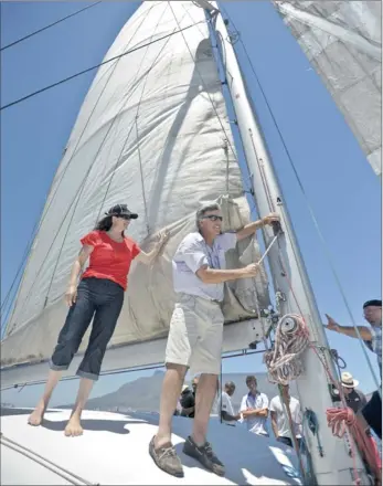  ?? PICTURE: ADRIAN DE KOCK ?? MORE THAN A RACE: Husband and wife team, Elske and Ian Henderson, aboard their yacht Isla during the pre-race event in Table Bay harbour. Their race is a family affair, which includes their two young daughters.