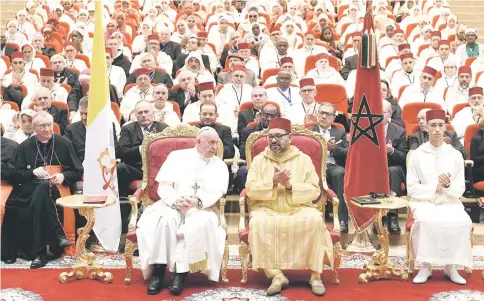  ??  ?? Francis visits Morocco’s Mohammed VI Institute of Imams in Rabat, Morocco. — Reuters photo