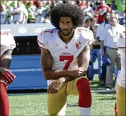  ?? AP 2016 ?? Former 49ers QB Colin Kaepernick, who sparked protests by kneeling during the national anthem before games, hasn’t received another chance in the NFL.