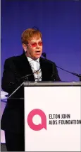  ?? PHOTO BY ANDY KROPA/INVISION/AP ?? Elton John speaks at the Elton John AIDS Foundation's 17th annual "An Enduring Vision" benefit gala at Cipriani 42nd Street on Monday in New York.