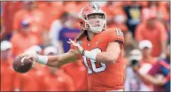  ?? Richard Shiro / Associated Press ?? Trevor Lawrence and Clemson held on to the No. 1. spot in The Associated Press college football poll after a 66-point rout of Georgia Tech on Saturday.