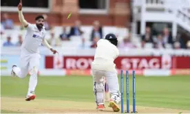  ?? Photograph: Glyn Kirk/AFP/Getty Images ?? Haseeb Hameed’s golden duck was the 14th nought by one of England’s top three this year.